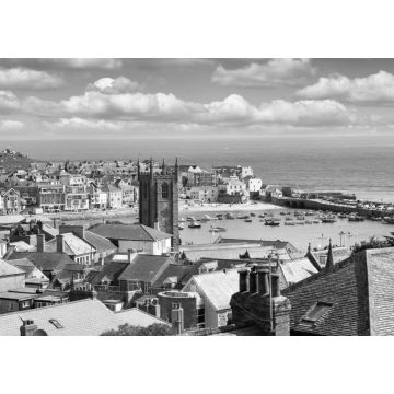 Lais Puzzle - Das malerische St. Ives, ein beliebter Badeort und Hafen in Cornwall, England in schwarz weiß - 1.000 Teile