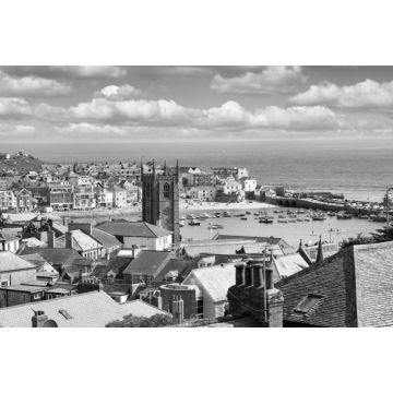 Lais Puzzle - Das malerische St. Ives, ein beliebter Badeort und Hafen in Cornwall, England in schwarz weiß - 2.000 Teile