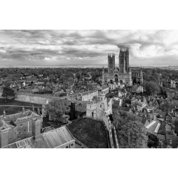 Lais Puzzle - Blick auf die Kathedrale von Lincoln von der Burg aus, England in schwarz weiß - 2.000 Teile
