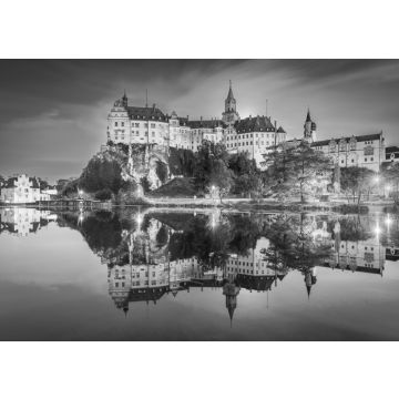 Lais Puzzle - Sigmaringen, Deutschland. Baden-Württemberg und königliches Schloss Sigmaringen auf dem Felsen über dem Donauufer in schwarz weiß - 500, 1.000 & 2.000 Teile