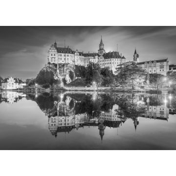 Lais Puzzle - Sigmaringen, Deutschland. Baden-Württemberg und königliches Schloss Sigmaringen auf dem Felsen über dem Donauufer in schwarz weiß - 1.000 Teile