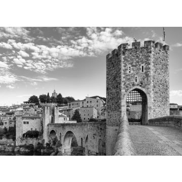 Lais Puzzle - mittelalterliche Brücke in dem Dorf Besalu in Girona, Katalonien, Spanien in schwarz weiß - 500, 1.000 & 2.000 Teile