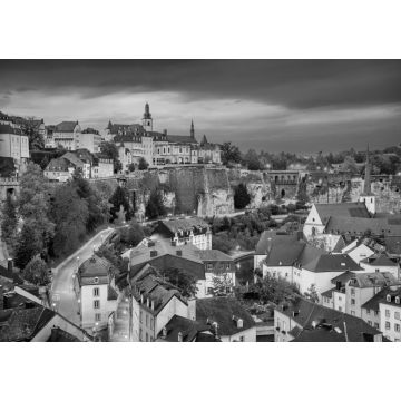 Lais Puzzle - Luxemburg - Stadtteil Grund im Alzette-Tal, Luxemburg-Stadt in schwarz weiß - 1.000 Teile