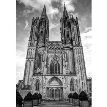 Lais Puzzle - Die Kathedrale von Notre Dame in Coutances - Normandie, Frankreich in schwarz weiß - 500, 1.000 & 2.000 Teile
