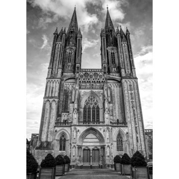 Lais Puzzle - Die Kathedrale von Notre Dame in Coutances - Normandie, Frankreich in schwarz weiß - 1.000 Teile