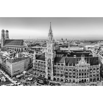 Lais Puzzle - Panorama München Innenstadt im Abendlicht in schwarz weiß - 2.000 Teile