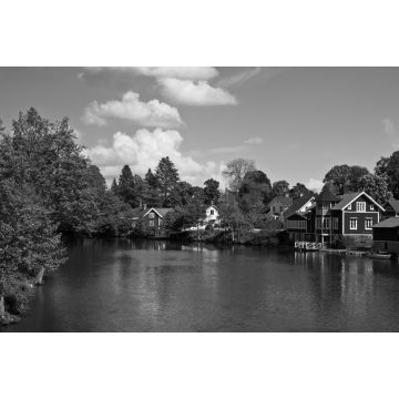Lais Puzzle - Häuser am Fluss Motala in schwarz weiß - 2.000 Teile
