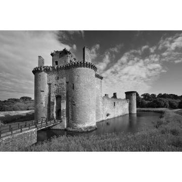 Lais Puzzle - Caerlaverock Castle, Dumfries und Galloway, Schottland in schwarz weiß - 2.000 Teile