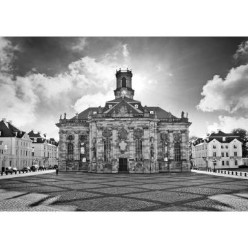Lais Puzzle - Saarbrücken Ludwigskirche mit Ludwigsplatz Panorama in schwarz weiß - 1.000 Teile