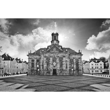 Lais Puzzle - Saarbrücken Ludwigskirche mit Ludwigsplatz Panorama in schwarz weiß - 2.000 Teile