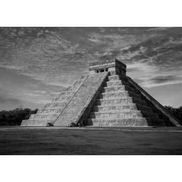 Lais Puzzle - El Castillo (Kukulkan-Tempel) bei Sonnenuntergang. Chichen Itza, Mexiko in schwarz weiß - 1.000 Teile