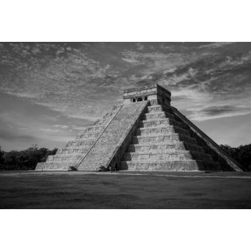 Lais Puzzle - El Castillo (Kukulkan-Tempel) bei Sonnenuntergang. Chichen Itza, Mexiko in schwarz weiß - 2.000 Teile