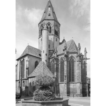 Lais Puzzle - Elsass, Haguenau, Hagenau, Kirche St-Georges, Frankreich in schwarz weiß - 1.000 Teile