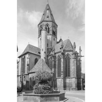 Lais Puzzle - Elsass, Haguenau, Hagenau, Kirche St-Georges, Frankreich in schwarz weiß - 2.000 Teile