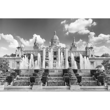 Lais Puzzle - Nationalmuseum in Barcelona, Placa De Espanya, Spanien in schwarz weiß - 2.000 Teile
