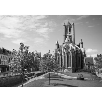 Lais Puzzle - Blick auf die St.-Nikolaus-Kirche in Gent, Belgien in schwarz weiß - 500, 1.000 & 2.000 Teile