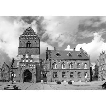 Lais Puzzle - Roskilde - Platz und Altes Rathaus, Dänemark in schwarz weiß - 1.000 Teile