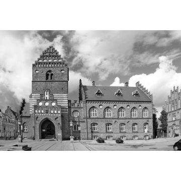 Lais Puzzle - Roskilde - Platz und Altes Rathaus, Dänemark in schwarz weiß - 2.000 Teile