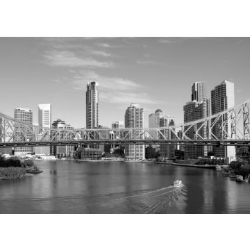 Lais Puzzle - Story Bridge in Brisbane mit Fluss und Fährengebäuden im Hintergrund in schwarz weiß - 500 & 1.000 Teile