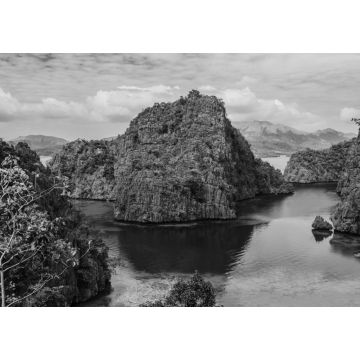 Lais Puzzle - Blick auf den Kayangan-See in Coron, Philippinen in schwarz weiß - 1.000 Teile