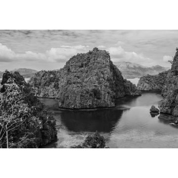 Lais Puzzle - Blick auf den Kayangan-See in Coron, Philippinen in schwarz weiß - 2.000 Teile