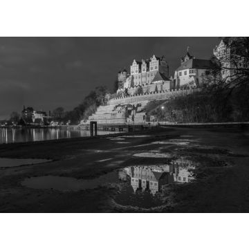 Lais Puzzle - Schloss Bernburg in der Abenddämmerung in schwarz weiß - 500, 1.000 & 2.000 Teile