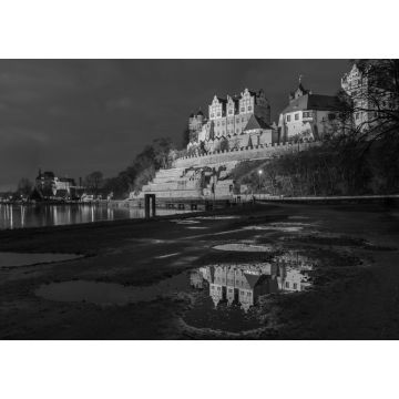 Lais Puzzle - Schloss Bernburg in der Abenddämmerung in schwarz weiß - 1.000 Teile