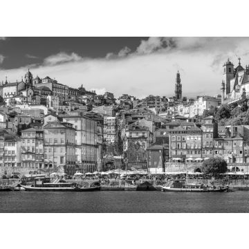 Lais Puzzle - Porto, Portugal Altstadt-Silhouette am Douro-Fluss in schwarz weiß - 500, 1.000 & 2.000 Teile