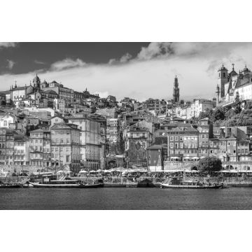 Lais Puzzle - Porto, Portugal Altstadt-Silhouette am Douro-Fluss in schwarz weiß - 2.000 Teile