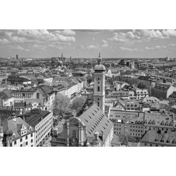 Lais Puzzle - Skyline des Münchner Stadtzentrums in schwarz weiß - 2.000 Teile