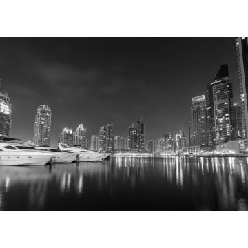 Lais Puzzle - Stadtbild von Dubai Marina bei Nacht, Vereinigte Arabische Emirate in schwarz weiß - 1.000 Teile