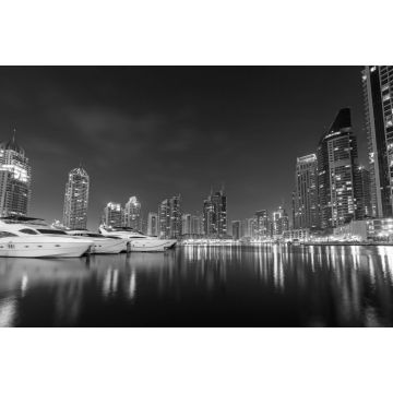 Lais Puzzle - Stadtbild von Dubai Marina bei Nacht, Vereinigte Arabische Emirate in schwarz weiß - 2.000 Teile