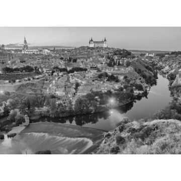 Lais Puzzle - Toledo in der Abenddämmerung mit der malerischen Biegung des Flusses Tajo in schwarz weiß - 1.000 Teile