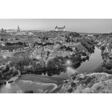 Lais Puzzle - Toledo in der Abenddämmerung mit der malerischen Biegung des Flusses Tajo in schwarz weiß - 2.000 Teile
