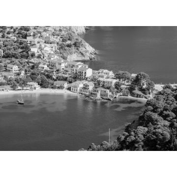 Lais Puzzle - Das Dorf Assos, Insel Kefalonia, Griechenland in schwarz weiß - 1.000 Teile