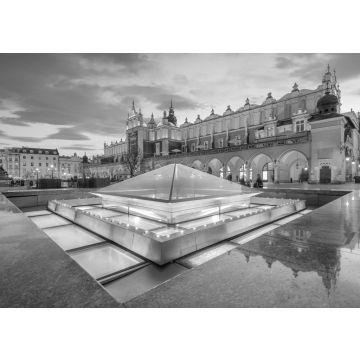 Lais Puzzle - Tuchhallengebäude Sukiennice bei Nacht auf dem Hauptplatz von Krakau, Polen in schwarz weiß - 500, 1.000 & 2.000 Teile