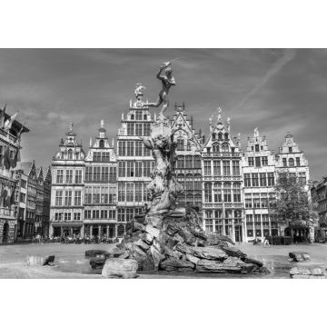Lais Puzzle - Traditionelle flämische Architektur in Belgien - Stadt Antwerpen in schwarz weiß - 1.000 Teile
