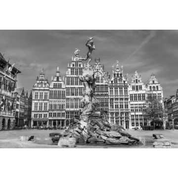 Lais Puzzle - Traditionelle flämische Architektur in Belgien - Stadt Antwerpen in schwarz weiß - 2.000 Teile