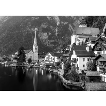 Lais Puzzle - Das Dorf Hallstatt in der Abenddämmerung in schwarz weiß - 500, 1.000 & 2.000 Teile