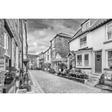 Lais Puzzle - Der Küstenort Staithes an der Nordostküste Yorkshires in England in schwarz weiß - 2.000 Teile