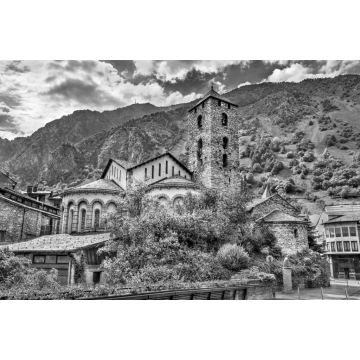 Lais Puzzle - Kirche Sant Esteve in Andorra la Vella, Andorra in schwarz weiß - 2.000 Teile