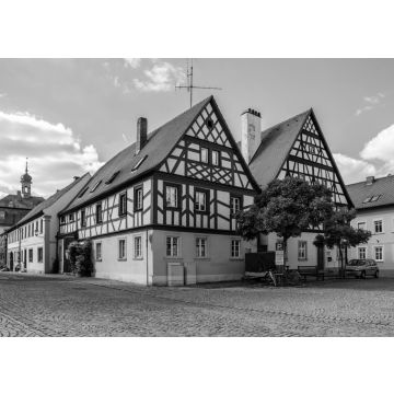Lais Puzzle - Marktplatz mit Fachwerkhäusern in Baunach in schwarz weiß - 500, 1.000 & 2.000 Teile
