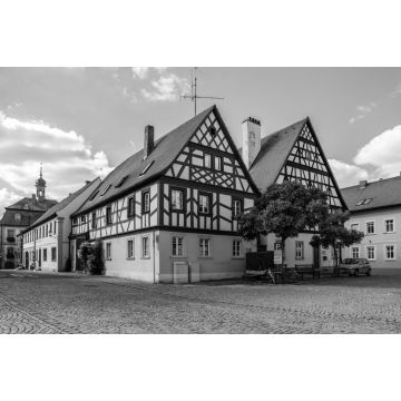 Lais Puzzle - Marktplatz mit Fachwerkhäusern in Baunach in schwarz weiß - 2.000 Teile
