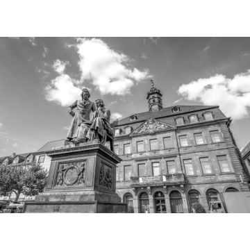 Lais Puzzle - Hanau, Gebröder Grimm Denkmal in schwarz weiß - 1.000 Teile