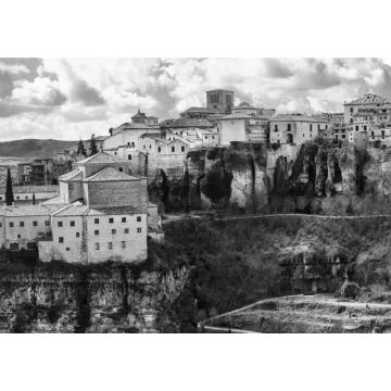 Lais Puzzle - Panorama von Cuenca - mittelalterliche Stadt auf Felsen, Spanien in schwarz weiß - 1.000 Teile