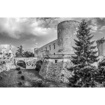 Lais Puzzle - Berühmte aragonesische Burg (Castello Aragonese) in Venosa, Basilikata, Süditalien in schwarz weiß - 2.000 Teile