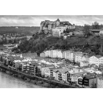 Lais Puzzle - Burghausen, historical german town in Bavaria near Salzburg in schwarz weiß - 500, 1.000 & 2.000 Teile