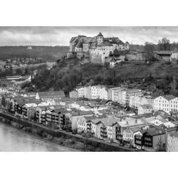 Lais Puzzle - Burghausen, historical german town in Bavaria near Salzburg in schwarz weiß - 1.000 Teile
