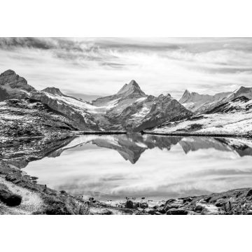Lais Puzzle - Wasserspiegelung in den Schweizer Alpen im Bachalpsee - Bergsee oberhalb von Grindelwald, Schweiz in schwarz weiß - 1.000 Teile