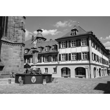 Lais Puzzle - Ansbach, Germany - Street view with historic buildings in Ansbach, Bavaria, region Middle Franconia, South Germany in schwarz weiß - 1.000 Teile